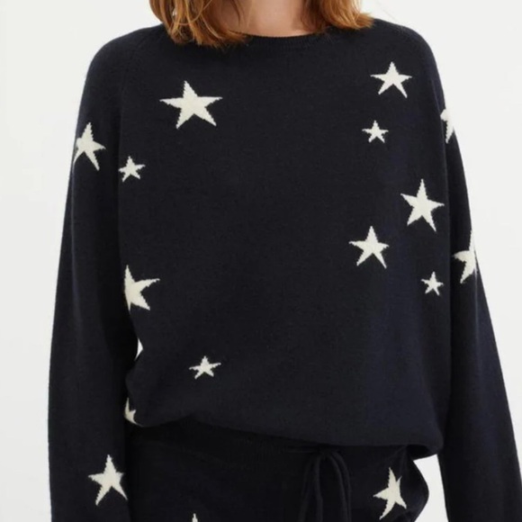 chinti and parker Cashmere Star Sweater in Black size XS White Stars Slouchy - Picture 1 of 11